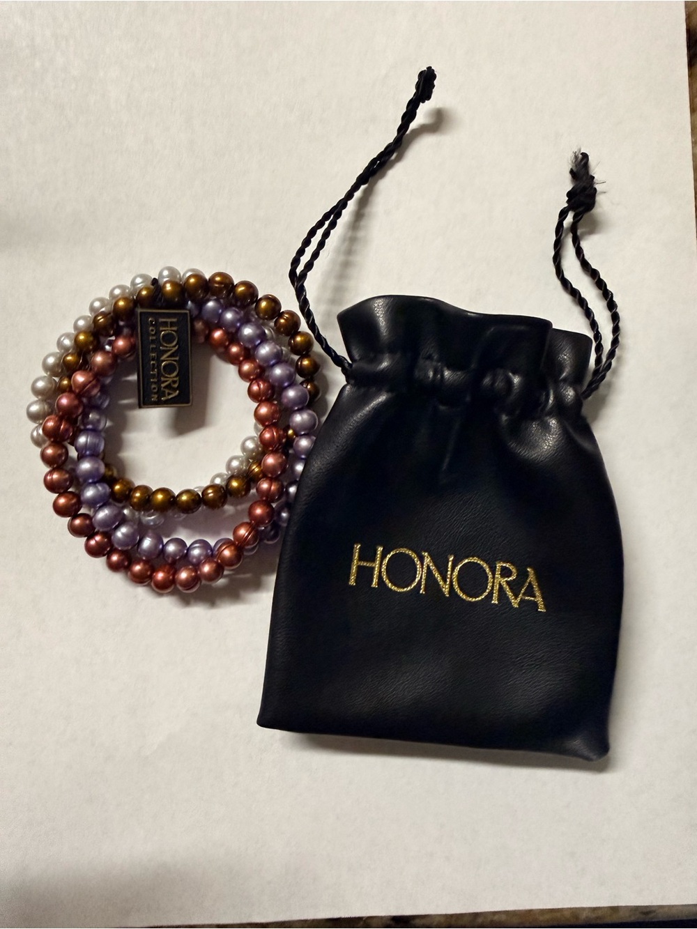 Honora Pearl Stretch Bracelets in Purple, Bronze, cream and Gold Tones 4
